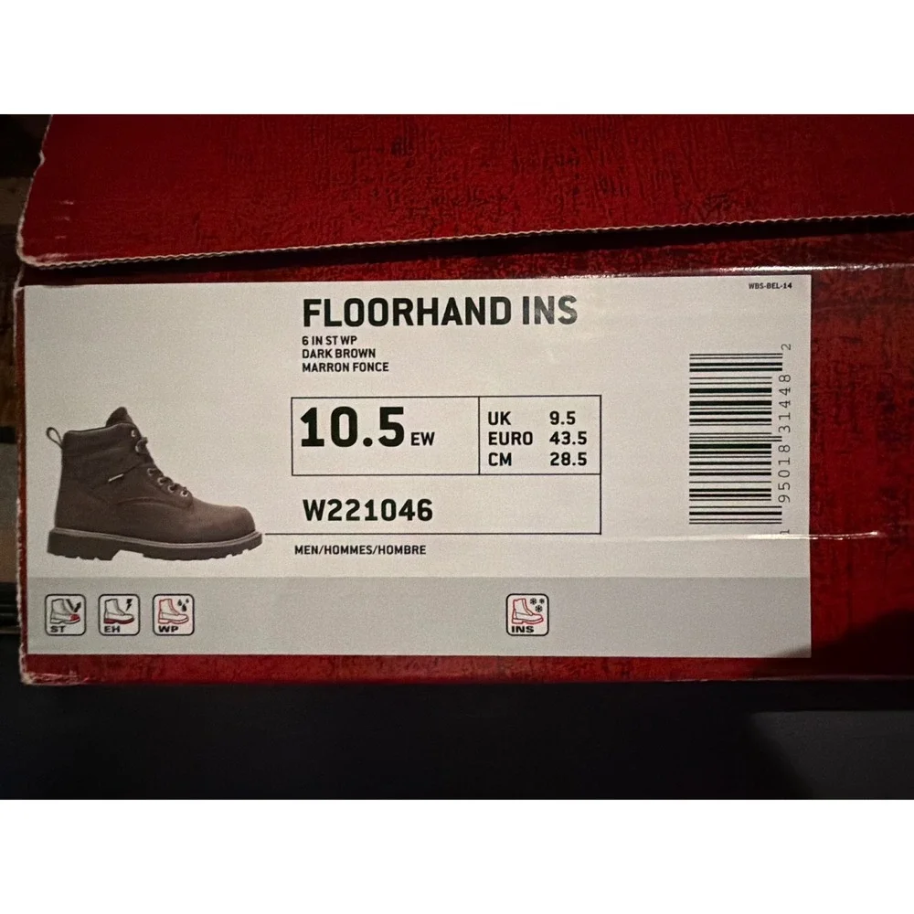 Wolverine Floorhand Insulated Steel Toe Waterproof Boots W221046 Mens 10.5 EW